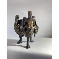 ANTICO CALAMAIO TRIPODE BRONZO SATIRI ALATI ZOCCOLI CAPRINI STILE RINASCIMENTALE