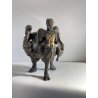 ANTICO CALAMAIO TRIPODE BRONZO SATIRI ALATI ZOCCOLI CAPRINI STILE RINASCIMENTALE