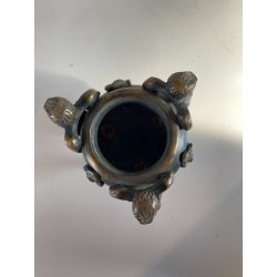 ANTICO CALAMAIO TRIPODE BRONZO SATIRI ALATI ZOCCOLI CAPRINI STILE RINASCIMENTALE
