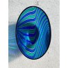 VASO BOWL OVALE VETRO MURANO CANNE RITORTE BLU ZAFFIRO VERDE SMERALDO 8 cm/h '80