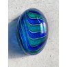 VASO BOWL OVALE VETRO MURANO CANNE RITORTE BLU ZAFFIRO VERDE SMERALDO 8 cm/h '80
