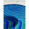 VASO BOWL OVALE VETRO MURANO CANNE RITORTE BLU ZAFFIRO VERDE SMERALDO 8 cm/h '80