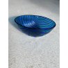 VASO BOWL OVALE VETRO MURANO CANNE RITORTE BLU ZAFFIRO VERDE SMERALDO 8 cm/h '80