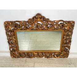 ANTICA GRANDE SPECCHIERA BAROCCA CORNICE LEGNO FOGLIA ORO DECORO RICCIOLO s 1900