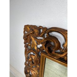 ANTICA GRANDE SPECCHIERA BAROCCA CORNICE LEGNO FOGLIA ORO DECORO RICCIOLO s 1900