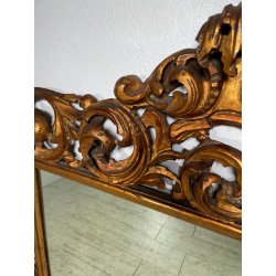 ANTICA GRANDE SPECCHIERA BAROCCA CORNICE LEGNO FOGLIA ORO DECORO RICCIOLO s 1900