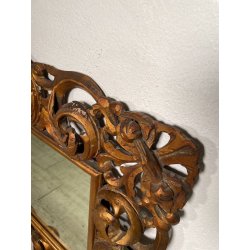 ANTICA GRANDE SPECCHIERA BAROCCA CORNICE LEGNO FOGLIA ORO DECORO RICCIOLO s 1900
