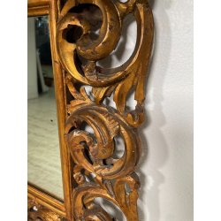 ANTICA GRANDE SPECCHIERA BAROCCA CORNICE LEGNO FOGLIA ORO DECORO RICCIOLO s 1900