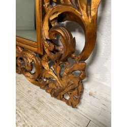 ANTICA GRANDE SPECCHIERA BAROCCA CORNICE LEGNO FOGLIA ORO DECORO RICCIOLO s 1900