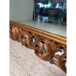 ANTICA GRANDE SPECCHIERA BAROCCA CORNICE LEGNO FOGLIA ORO DECORO RICCIOLO s 1900