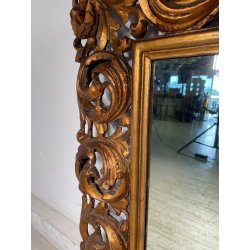 ANTICA GRANDE SPECCHIERA BAROCCA CORNICE LEGNO FOGLIA ORO DECORO RICCIOLO s 1900