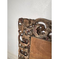 ANTICA GRANDE SPECCHIERA BAROCCA CORNICE LEGNO FOGLIA ORO DECORO RICCIOLO s 1900