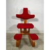 SEDIA STOKKE VARIER THATSIT LEGNO STOFFA ROSSA FIRMATA POLTRONA UFFICIO ANNI '90