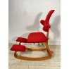 SEDIA STOKKE VARIER THATSIT LEGNO STOFFA ROSSA FIRMATA POLTRONA UFFICIO ANNI '90