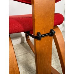 SEDIA STOKKE VARIER THATSIT LEGNO STOFFA ROSSA FIRMATA POLTRONA UFFICIO ANNI '90