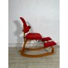 SEDIA STOKKE VARIER THATSIT LEGNO STOFFA ROSSA FIRMATA POLTRONA UFFICIO ANNI '90