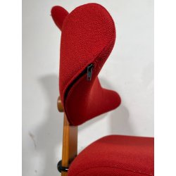 SEDIA STOKKE VARIER THATSIT LEGNO STOFFA ROSSA FIRMATA POLTRONA UFFICIO ANNI '90