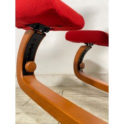 SEDIA STOKKE VARIER THATSIT LEGNO STOFFA ROSSA FIRMATA POLTRONA UFFICIO ANNI '90