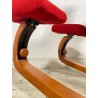 SEDIA STOKKE VARIER THATSIT LEGNO STOFFA ROSSA FIRMATA POLTRONA UFFICIO ANNI '90