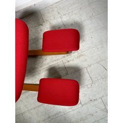 SEDIA STOKKE VARIER THATSIT LEGNO STOFFA ROSSA FIRMATA POLTRONA UFFICIO ANNI '90