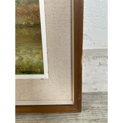 QUADRO dipinto PAESAGGIO olio tela "Pascoli" FERIOLO LAGO MAGGIORE PIEMONTE 1985