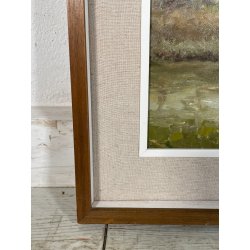 QUADRO dipinto PAESAGGIO olio tela "Pascoli" FERIOLO LAGO MAGGIORE PIEMONTE 1985