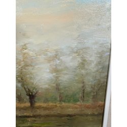 QUADRO dipinto PAESAGGIO olio tela "Pascoli" FERIOLO LAGO MAGGIORE PIEMONTE 1985