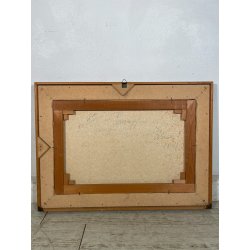 QUADRO dipinto PAESAGGIO olio tela "Pascoli" FERIOLO LAGO MAGGIORE PIEMONTE 1985
