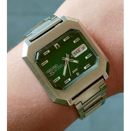 OROLOGIO POLSO Seiko 5 DX Automatic 6106-5480 anni 70 Vintage Wrist Watch GREEN