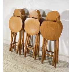 SET 6 SEDIA PIEGHEVOLI DESIGN ANNI 60/70 CHAIR LEGNO MID CENTURY SALVASPAZIO