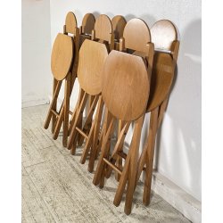 SET 6 SEDIA PIEGHEVOLI DESIGN ANNI 60/70 CHAIR LEGNO MID CENTURY SALVASPAZIO