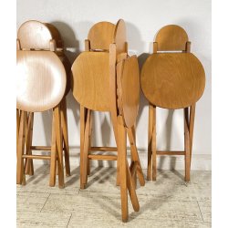 SET 6 SEDIA PIEGHEVOLI DESIGN ANNI 60/70 CHAIR LEGNO MID CENTURY SALVASPAZIO