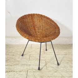 PICCOLA POLTRONCINA VIMINI ANNI 50 BAMBINO SEGGIOLA SEDIA RATTAN INTRECCIATO