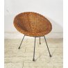 PICCOLA POLTRONCINA VIMINI ANNI 50 BAMBINO SEGGIOLA SEDIA RATTAN INTRECCIATO
