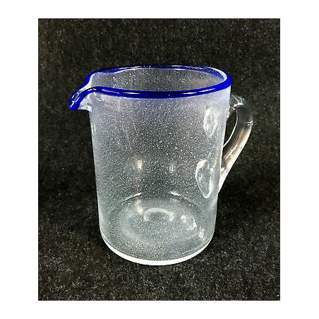 BROCCA VETRO SOFFIATO BULLICANTE BLU MURANO GRANDE VASO EPOCA VENEZIA GLASS ART