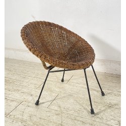 PICCOLA POLTRONCINA VIMINI ANNI 50 BAMBINO SEGGIOLA SEDIA RATTAN INTRECCIATO