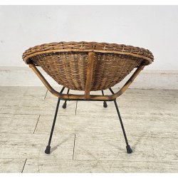PICCOLA POLTRONCINA VIMINI ANNI 50 BAMBINO SEGGIOLA SEDIA RATTAN INTRECCIATO
