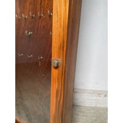 PICCOLA TECA ARMADIETTO PORTA OROLOGI CHIAVI ANTA VETRO LEGNO ANNI 60 DA MURO