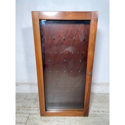 PICCOLA TECA ARMADIETTO PORTA OROLOGI CHIAVI ANTA VETRO LEGNO ANNI 60 DA MURO