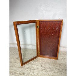 PICCOLA TECA ARMADIETTO PORTA OROLOGI CHIAVI ANTA VETRO LEGNO ANNI 60 DA MURO
