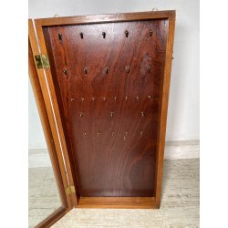 PICCOLA TECA ARMADIETTO PORTA OROLOGI CHIAVI ANTA VETRO LEGNO ANNI 60 DA MURO