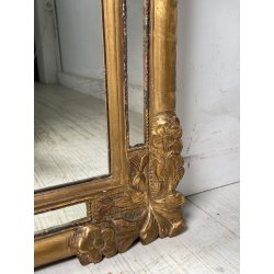 ANTICA PICCOLA SPECCHIERA FRANCESE CORNICE LEGNO DECORO FOGLIA ORO EPOCA 1800