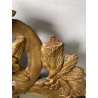 ANTICA PICCOLA SPECCHIERA FRANCESE CORNICE LEGNO DECORO FOGLIA ORO EPOCA 1800