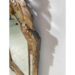 ANTICA PICCOLA SPECCHIERA FRANCESE CORNICE LEGNO DECORO FOGLIA ORO EPOCA 1800