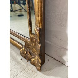 ANTICA PICCOLA SPECCHIERA FRANCESE CORNICE LEGNO DECORO FOGLIA ORO EPOCA 1800