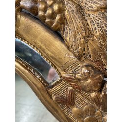 ANTICA PICCOLA SPECCHIERA FRANCESE CORNICE LEGNO DECORO FOGLIA ORO EPOCA 1800