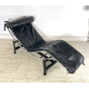 POLTRONA VINTAGE PELLE NERA STILE LE CORBUSIER PER CASSINA anni 70 CHAISE LONGUE