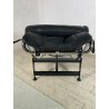POLTRONA VINTAGE PELLE NERA STILE LE CORBUSIER PER CASSINA anni 70 CHAISE LONGUE