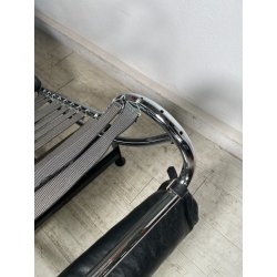 POLTRONA VINTAGE PELLE NERA STILE LE CORBUSIER PER CASSINA anni 70 CHAISE LONGUE