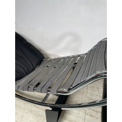 POLTRONA VINTAGE PELLE NERA STILE LE CORBUSIER PER CASSINA anni 70 CHAISE LONGUE